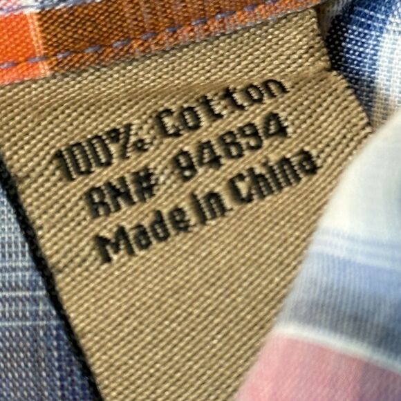 LARRY MAHAN Men's XL Plaid L/S Square Pearl Snap Western Cowboy Blue/Brown - Picture 3 of 9